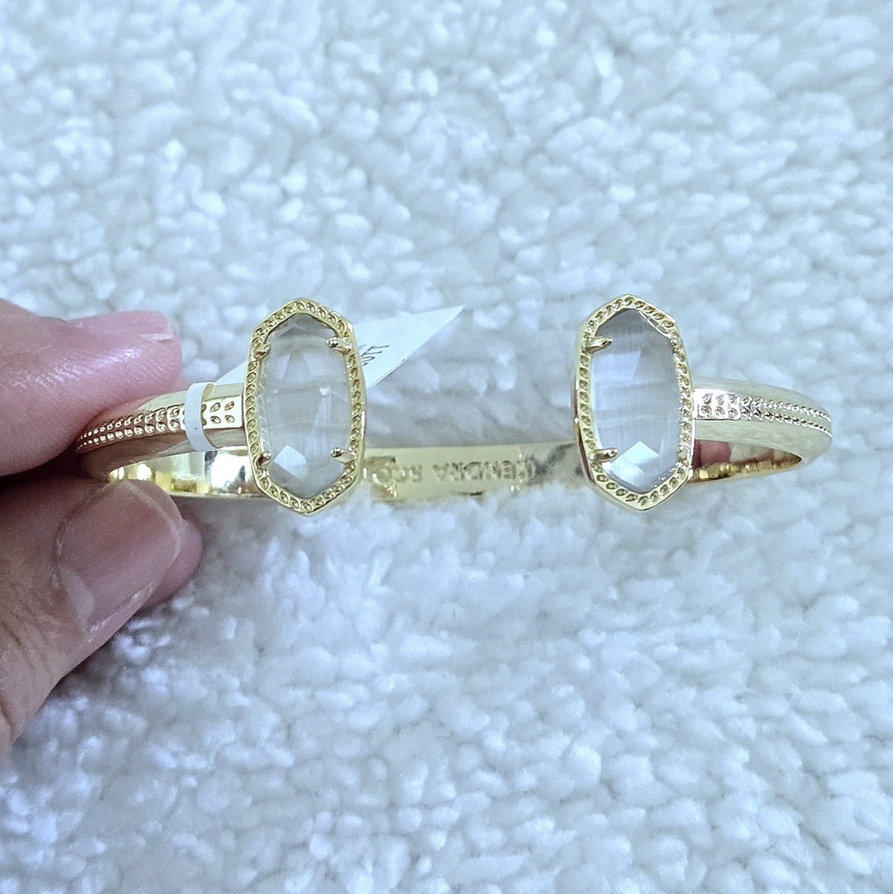 Kendra Scott Gold💛 "Elton" Cuff Bracelet With Slate Cat's🐱 Eye👁 Stones - NWT - Picture 14 of 16